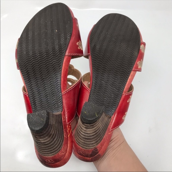 Spring Step Carlina Heel Sandals EU 38 US 7.5 8 Red Rhinestone Artsy Colorful - Picture 8 of 8